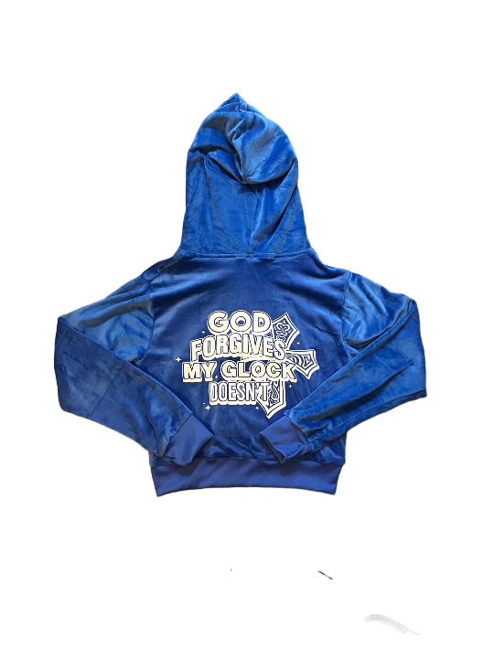 Hoodie "God Forgives My Glock Doesn't" BLUE - Womens