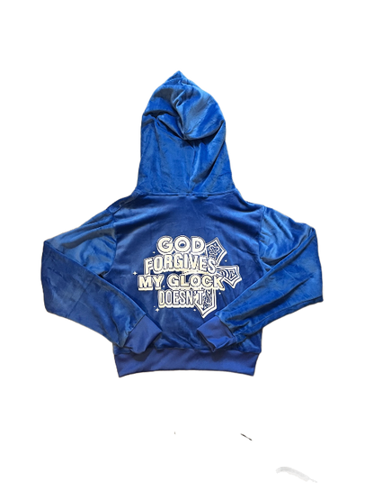 Hoodie "God Forgives My Glock Doesn't" BLUE - Womens